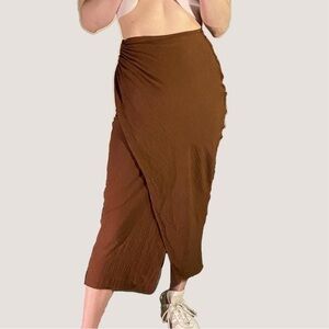 Fall Brown wrap midi skirt